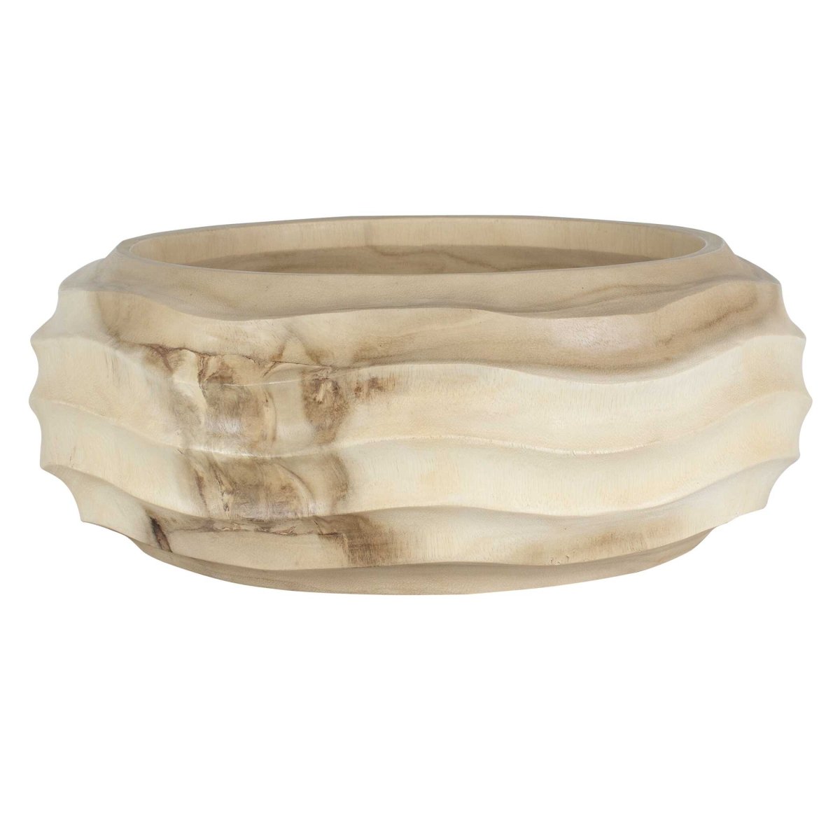 Waveform Bleached Wood Bowl - Uttermost - Decorative Bowls by Modest Hut
