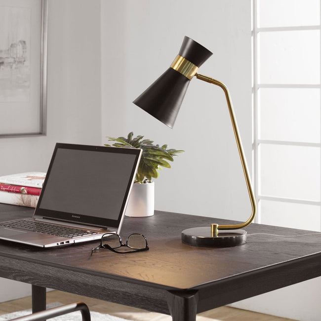 Metallic Workspace Black and Gold Desk Lamp - Uttermost - Desk Lamps by Modest Hut