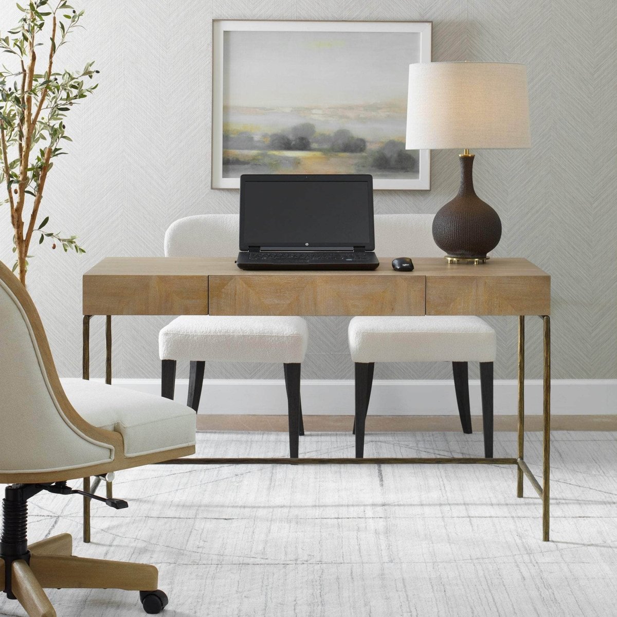 Aristotle Natuiral Wood Modern Desk - Uttermost - Desks by Modest Hut