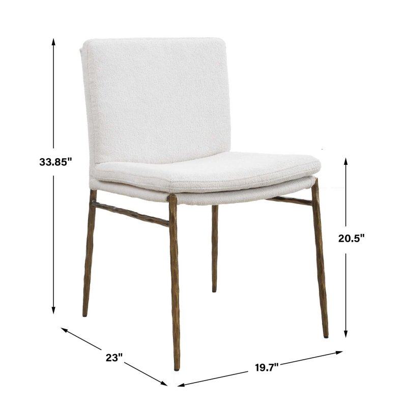 Ascend Textured White Dining Chair by Uttermost dimensions diagram