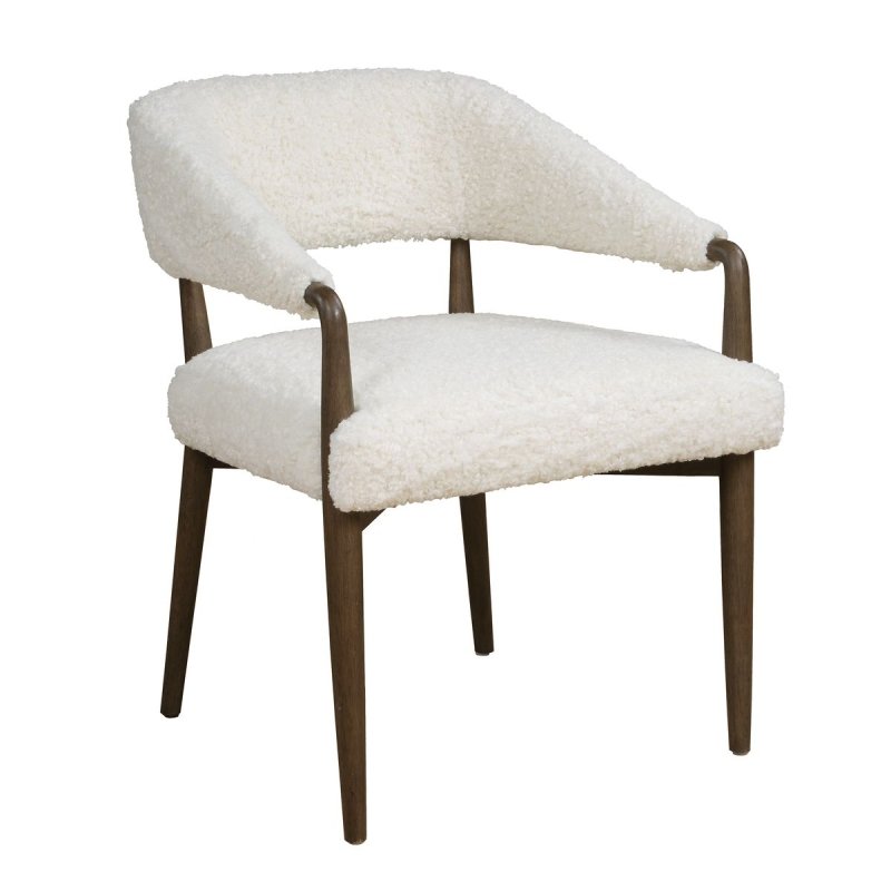 Additional detail view of the Austell Dark Walnut Faux Shearling Dining Chair