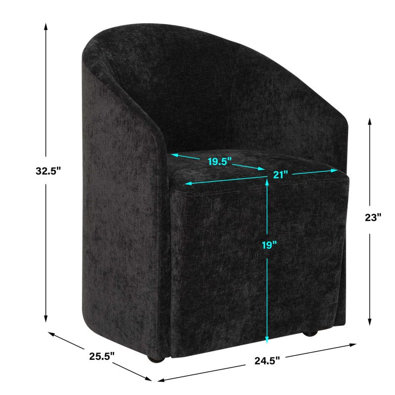 Harbor Charcoal Dining Chair by Uttermost dimensions diagram