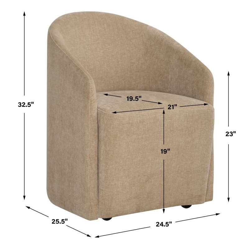 Harbor Flax Dining Chair by Uttermost dimensions diagram