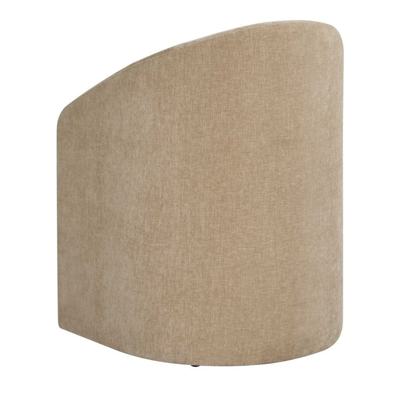 Harbor Flax Dining Chair angled view showing curved silhouette and rolling casters