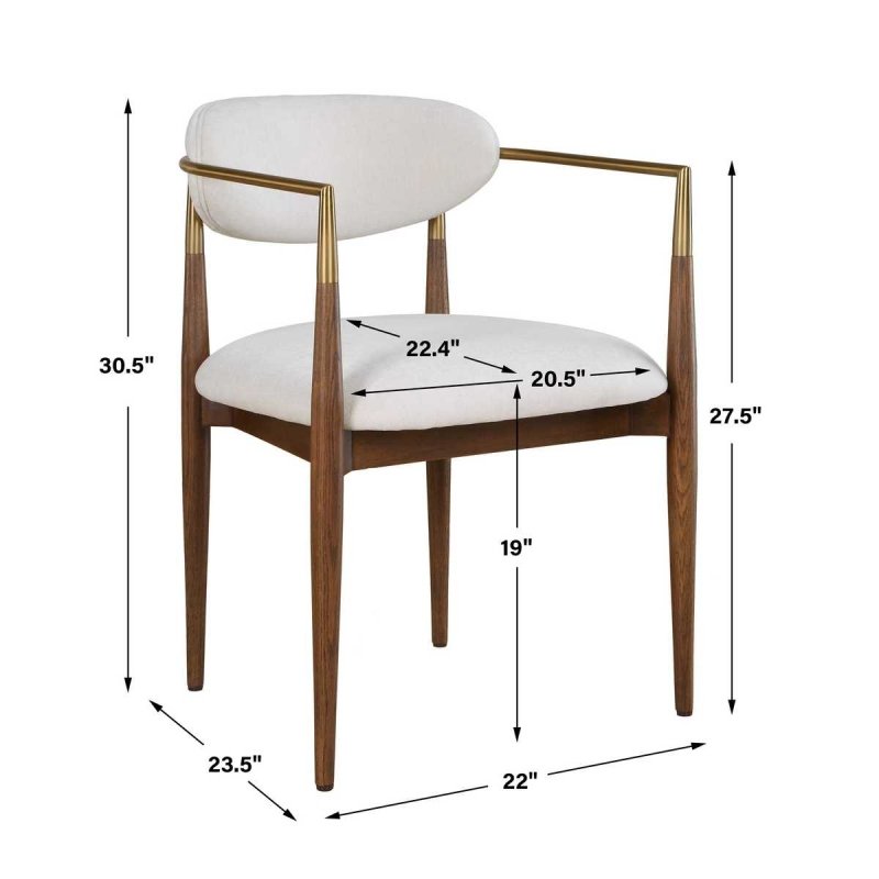 Moxie Dining Arm Chair Walnut/White dining chair by Uttermost