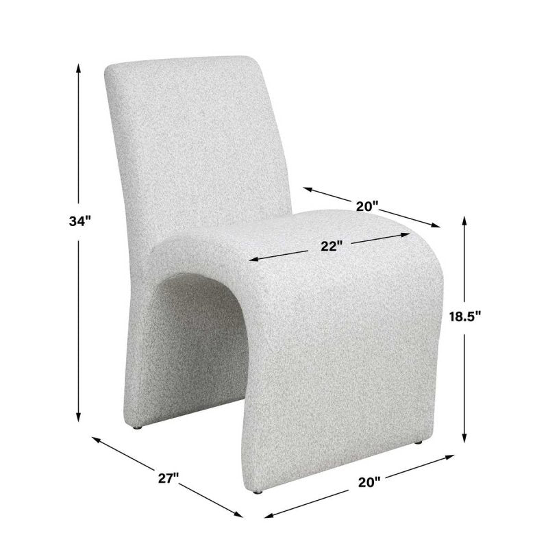 Dimension guide for the Valentin Beige Boucle Sculptural Dining Chair dining chair
