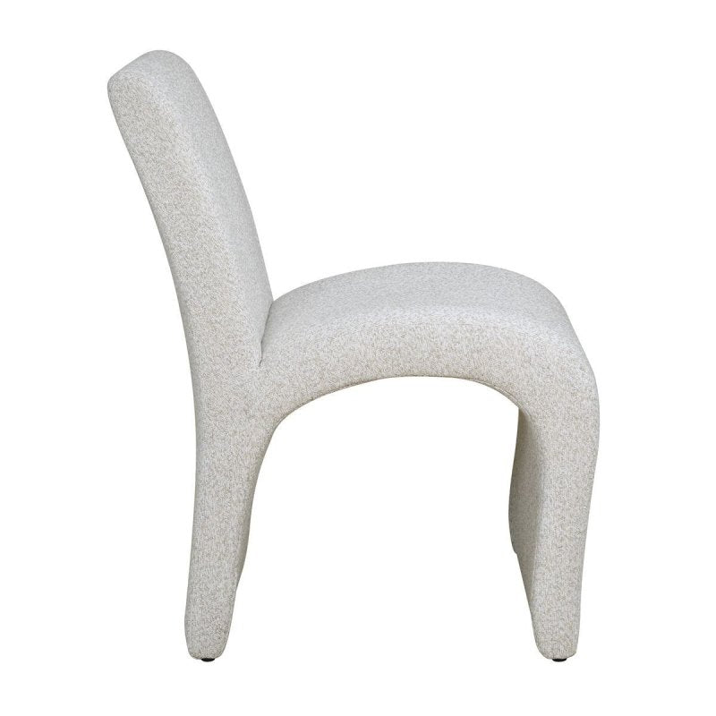 Detail view of the Valentin Beige Boucle Sculptural Dining Chair
