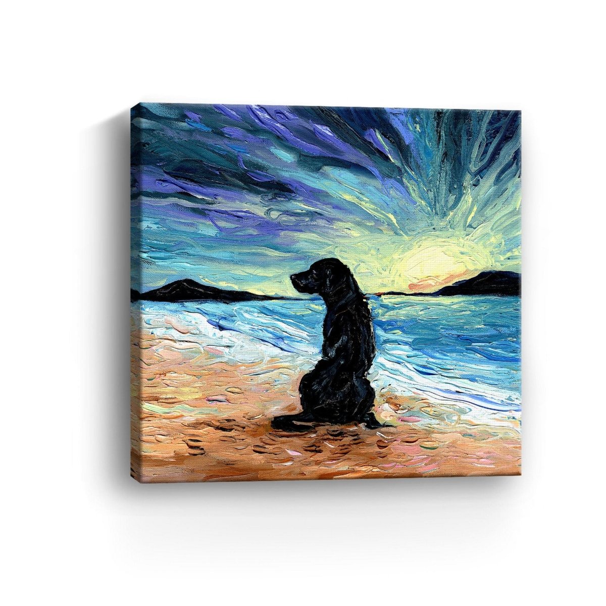 Beach Days - Black Labrador Canvas Wall Art - Lumaprints - Dogs by Modest Hut