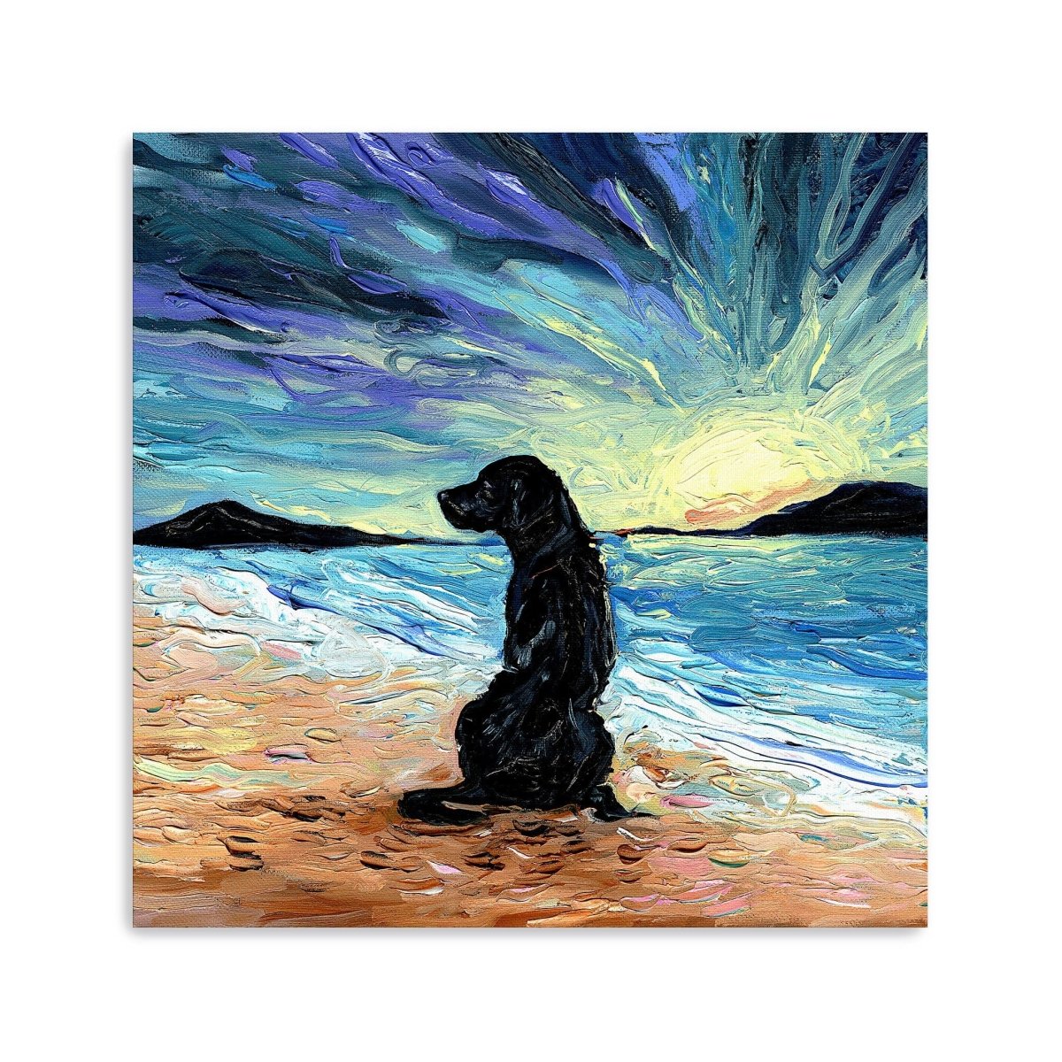 Beach Days - Black Labrador Canvas Wall Art - Lumaprints - Dogs by Modest Hut