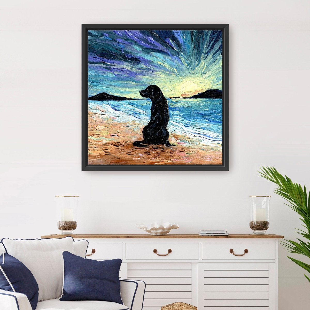Beach Days - Black Labrador Canvas Wall Art - Lumaprints - Dogs by Modest Hut