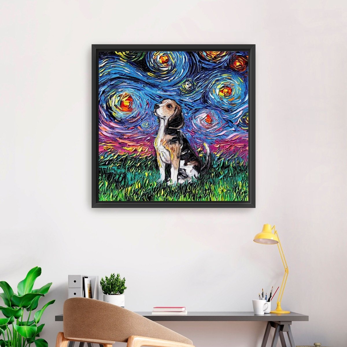 Beagle Night Canvas Wall Art - Lumaprints - Dogs by Modest Hut