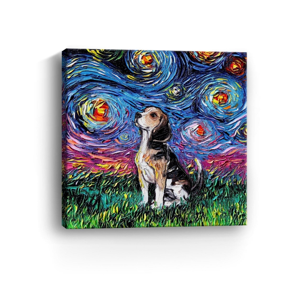 Beagle Night Canvas Wall Art - Lumaprints - Dogs by Modest Hut