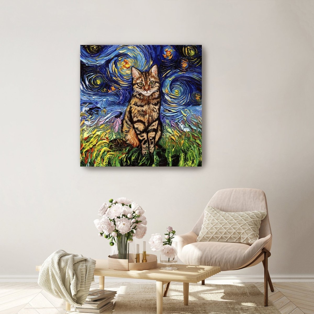 Brown Tabby Night Canvas Wall Art - Lumaprints - Dogs by Modest Hut