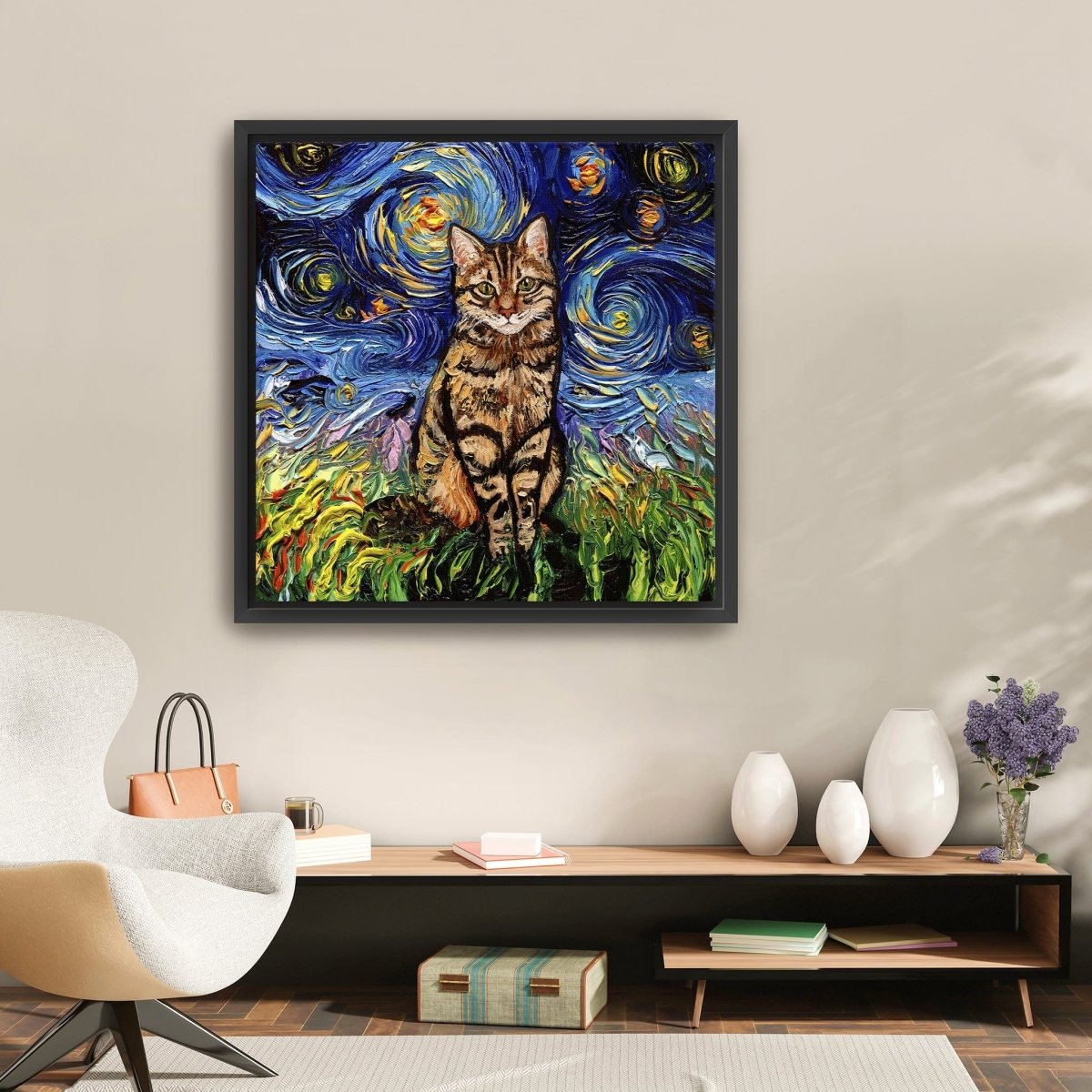 Brown Tabby Night Canvas Wall Art - Lumaprints - Dogs by Modest Hut