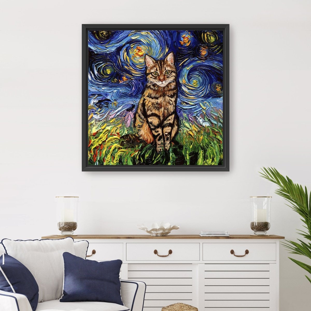 Brown Tabby Night Canvas Wall Art - Lumaprints - Dogs by Modest Hut