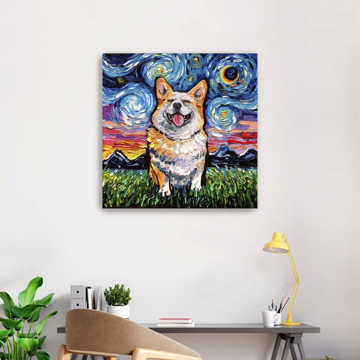 Corgi Smiling Canvas Wall Art - Lumaprints - Dogs by Modest Hut
