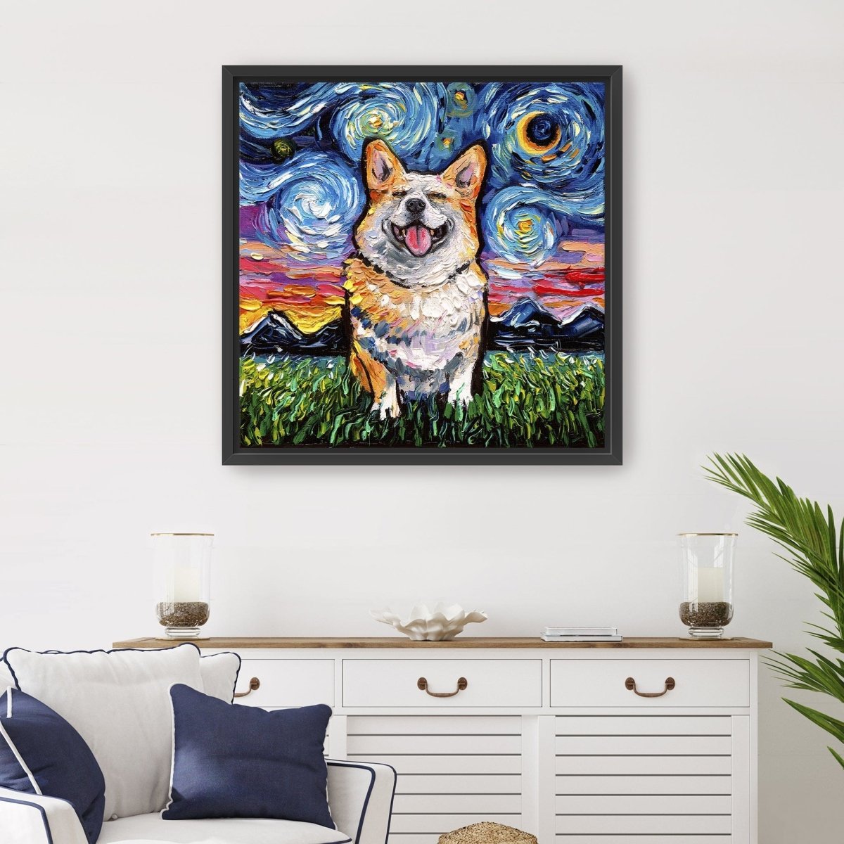 Corgi Smiling Canvas Wall Art - Lumaprints - Dogs by Modest Hut