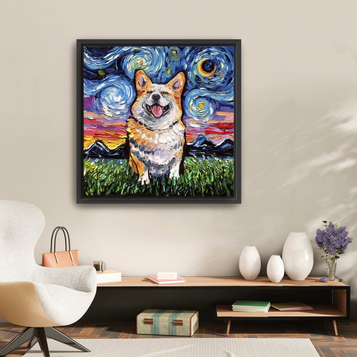 Corgi Smiling Canvas Wall Art - Lumaprints - Dogs by Modest Hut