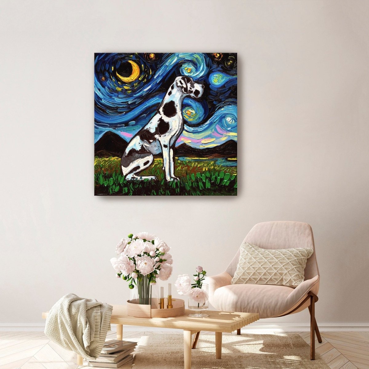Great Dane Harlequin Canvas Wall Art - Lumaprints - Dogs by Modest Hut