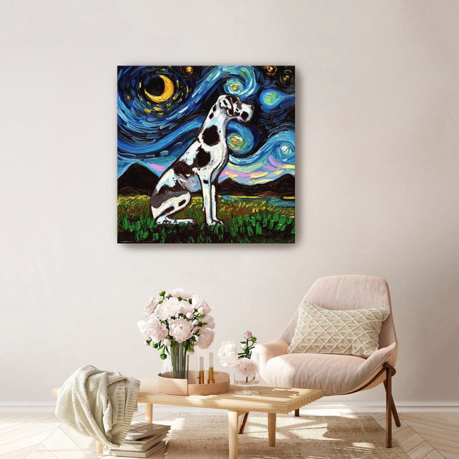 Great Dane Harlequin Canvas Wall Art - Lumaprints - Dogs by Modest Hut
