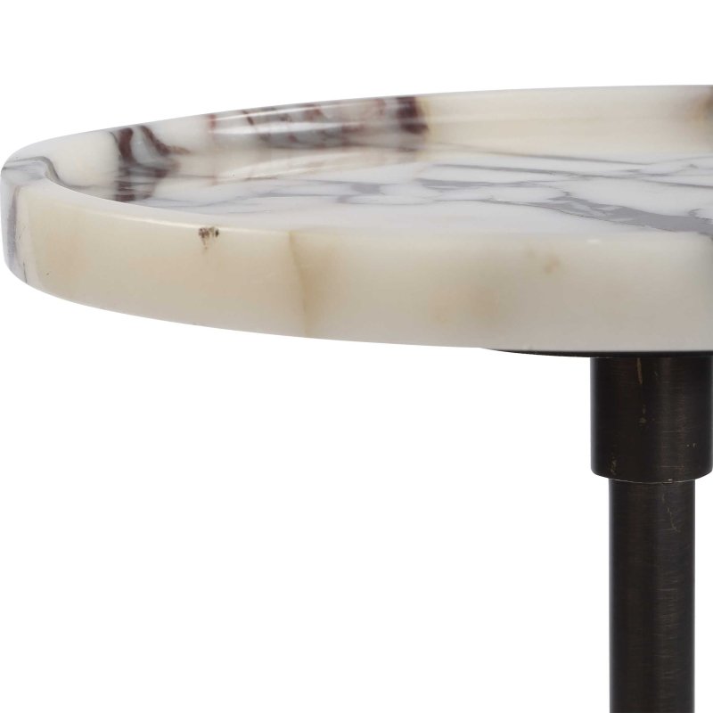 Brunson White Marble Drink Table by Uttermost alternate view 3