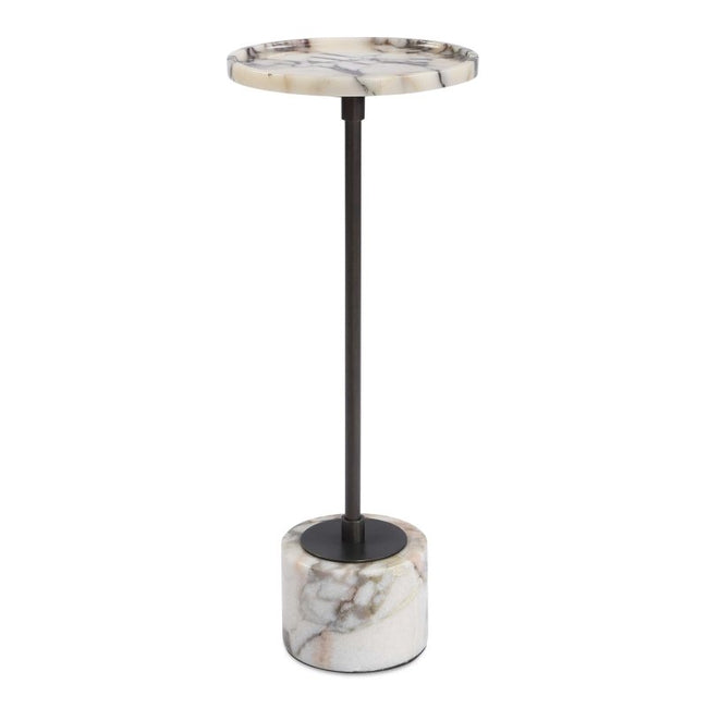 Brunson White Marble Drink Table - Accent Tables