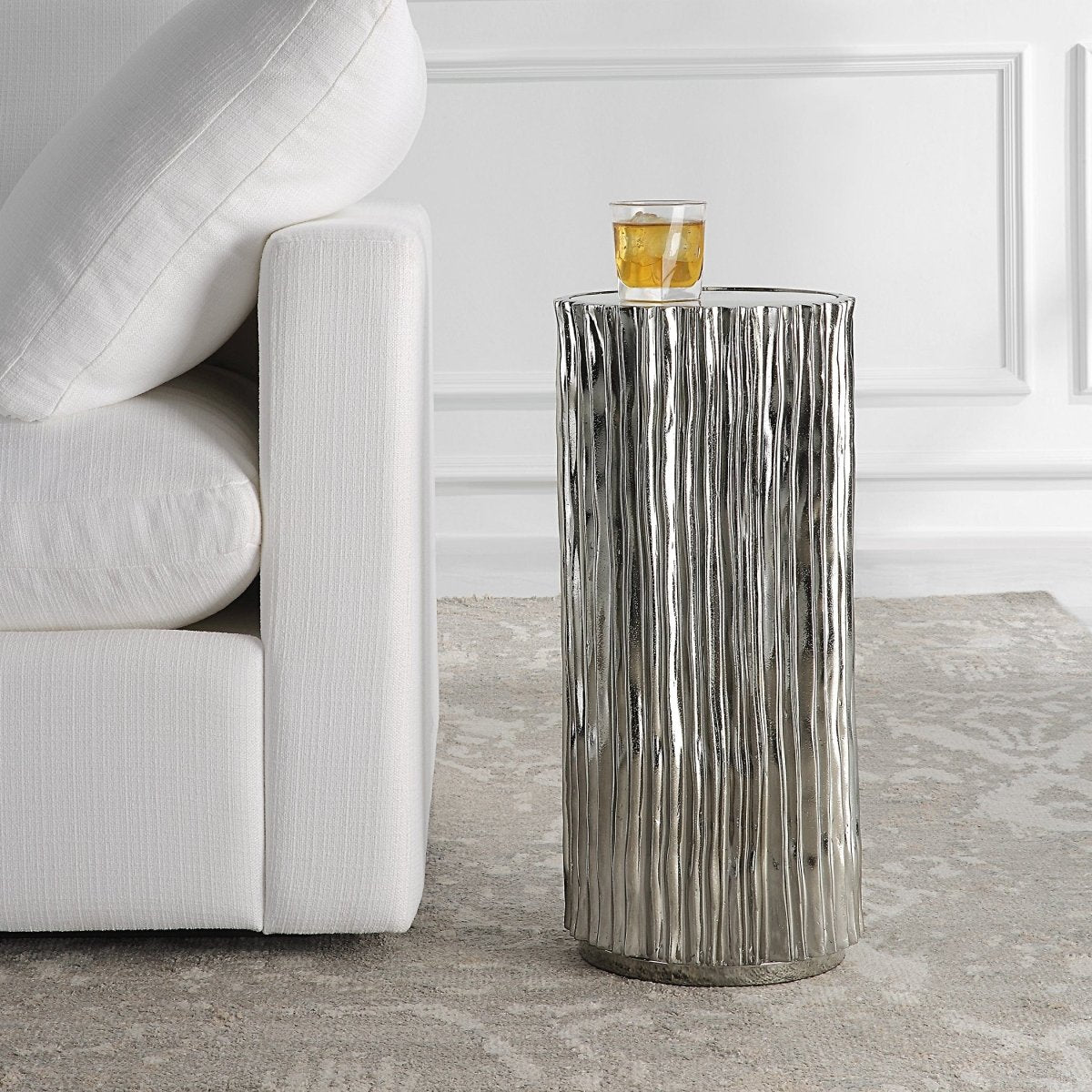 Echo Modern Nickel Drink Table - Uttermost - Drink Tables by Modest Hut