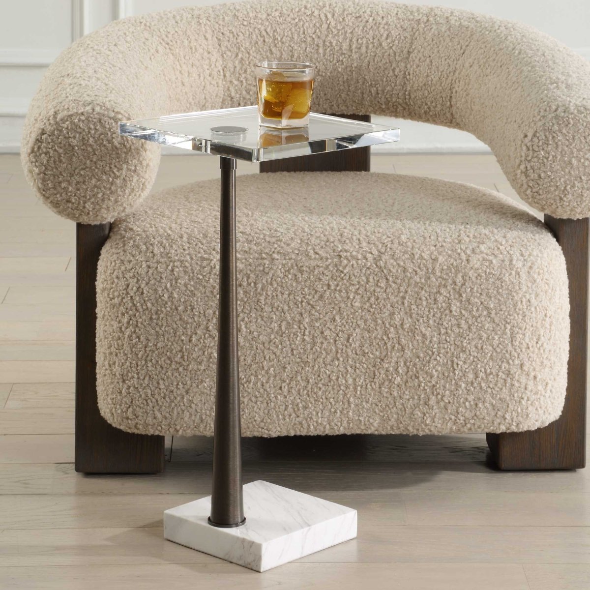 Pelton Marble Glass Drink Table - Uttermost - Drink Tables by Modest Hut