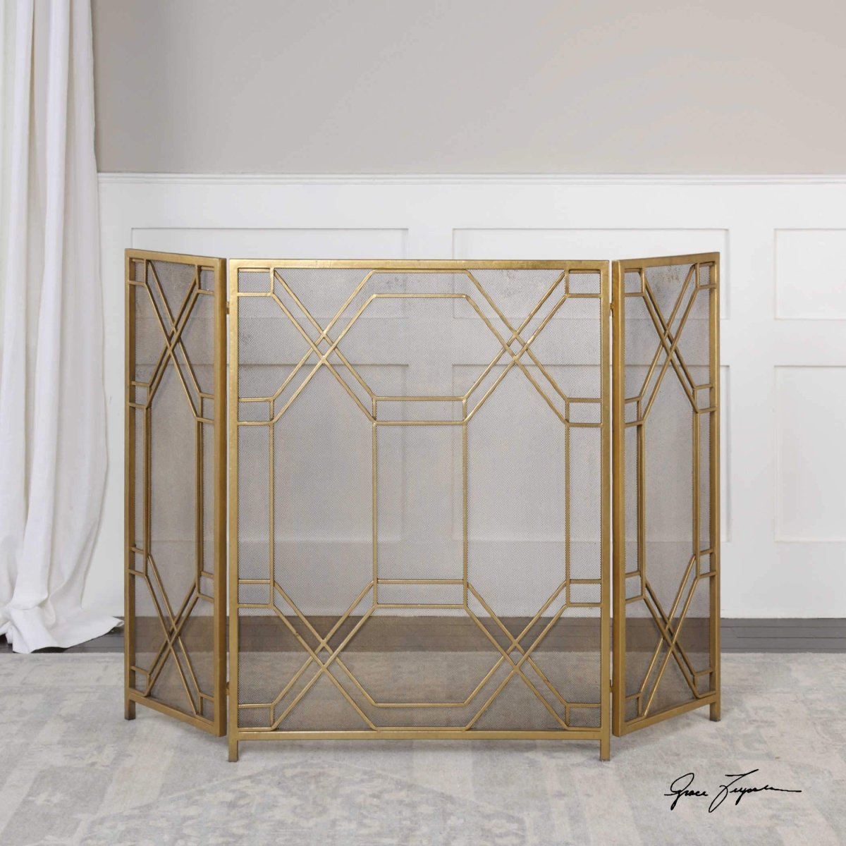 Gold Leaf Rosen Fireplace Screen - Uttermost - Fireplace Screens by Modest Hut