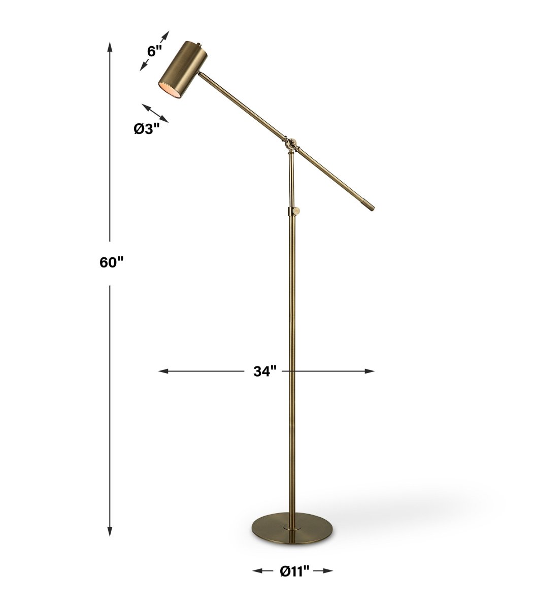 Adjustable Brass Task Floor Lamp - Uttermost - Floor Lamps by Modest Hut