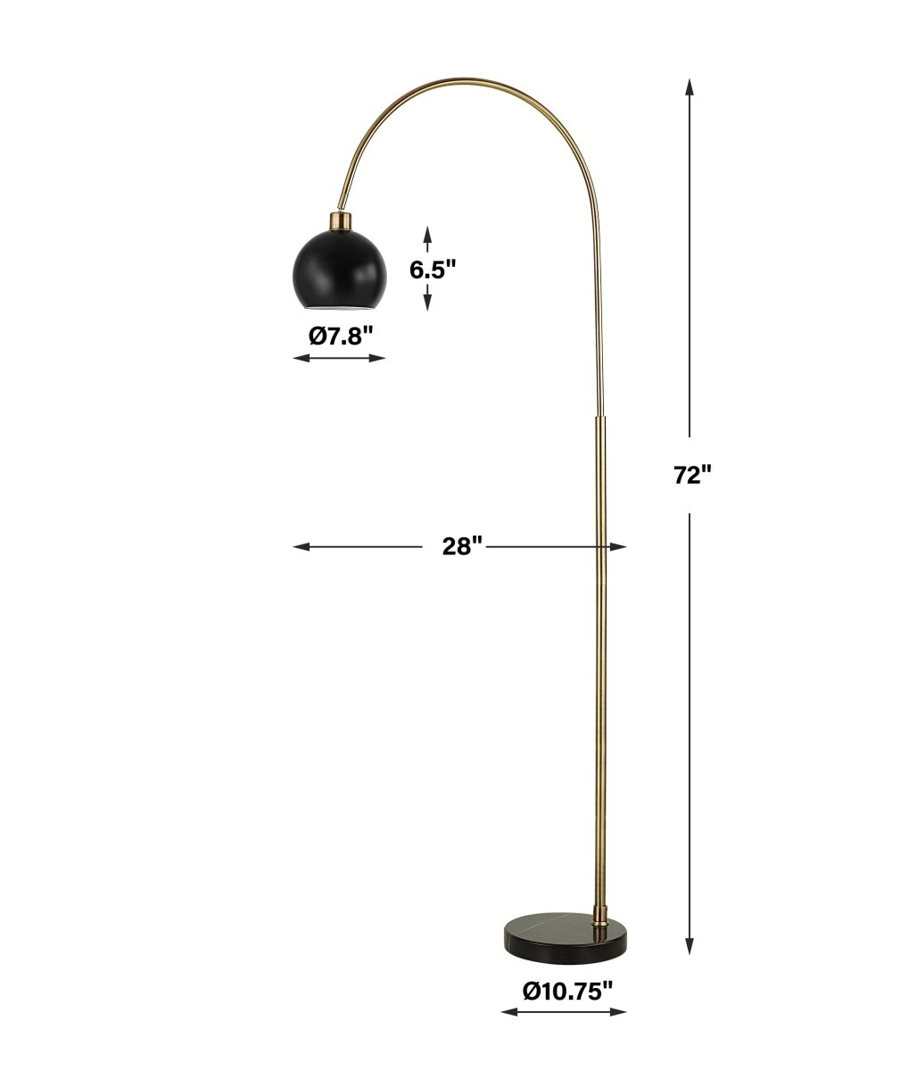 Antique Brass Arched Floor Lamp with Black Shade - Uttermost - Floor Lamps by Modest Hut