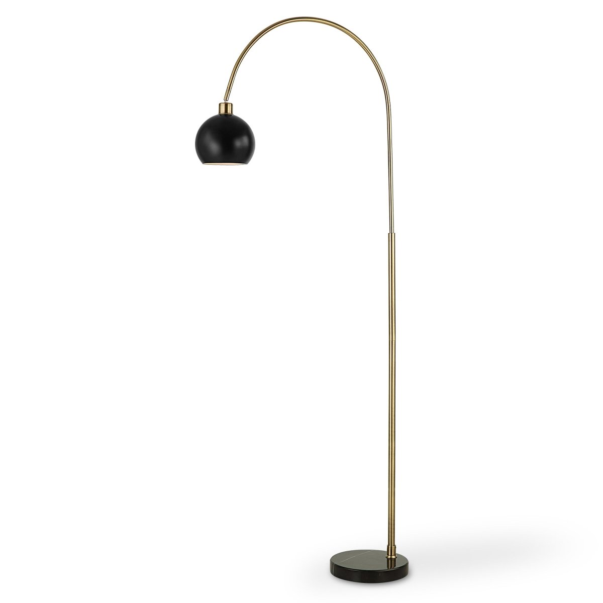 Antique Brass Arched Floor Lamp with Black Shade - Uttermost - Floor Lamps by Modest Hut