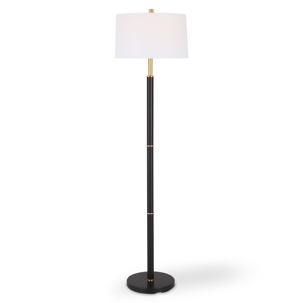 Black Metal Floor Lamp with Gold Rings - Uttermost - Floor Lamps by Modest Hut
