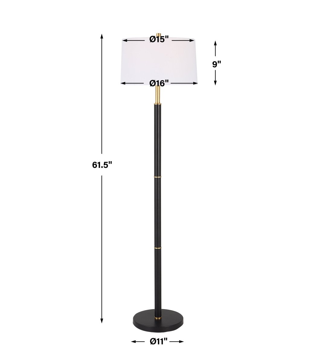 Black Metal Floor Lamp with Gold Rings - Uttermost - Floor Lamps by Modest Hut