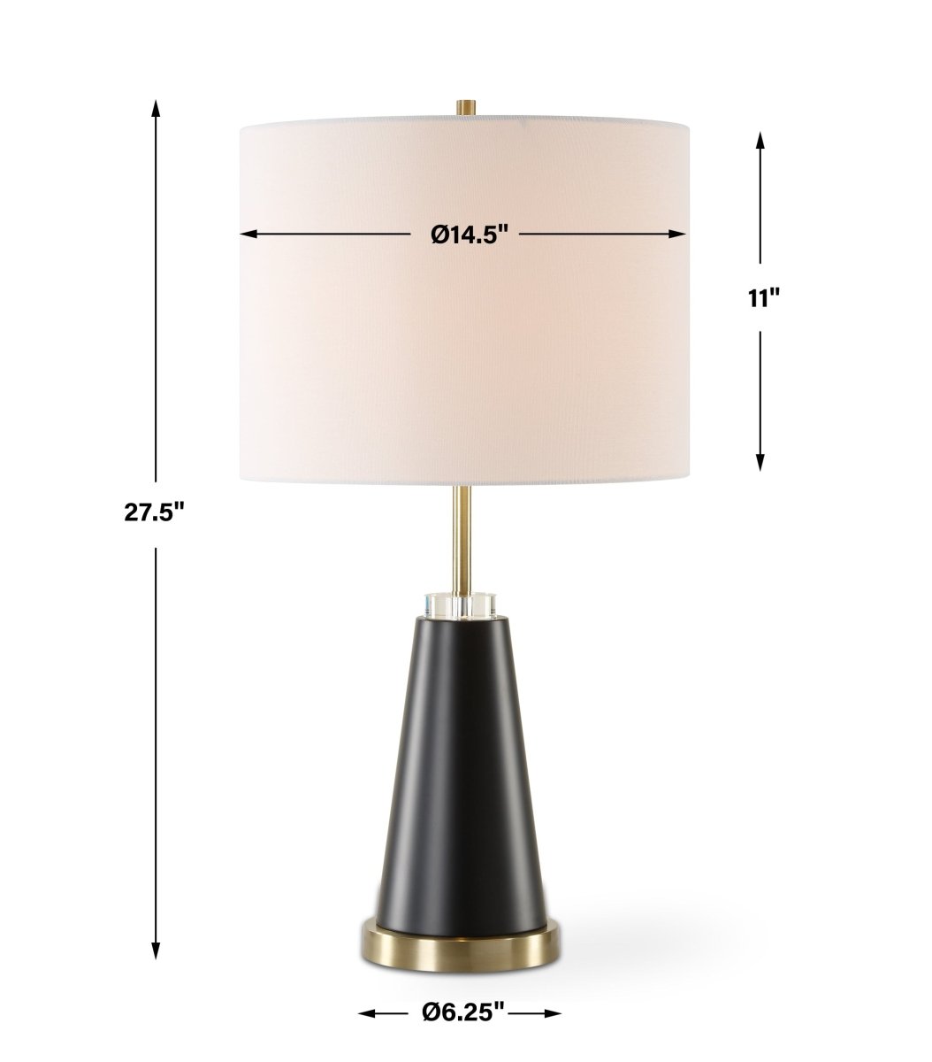 Black Tapered Floor Lamp with Brass Accents - Uttermost - Floor Lamps by Modest Hut