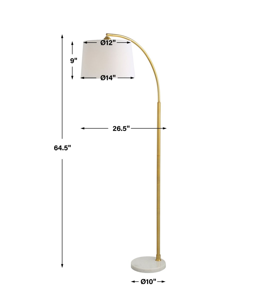 Gold Arc Floor Lamp with Marble Base - Uttermost - Floor Lamps by Modest Hut