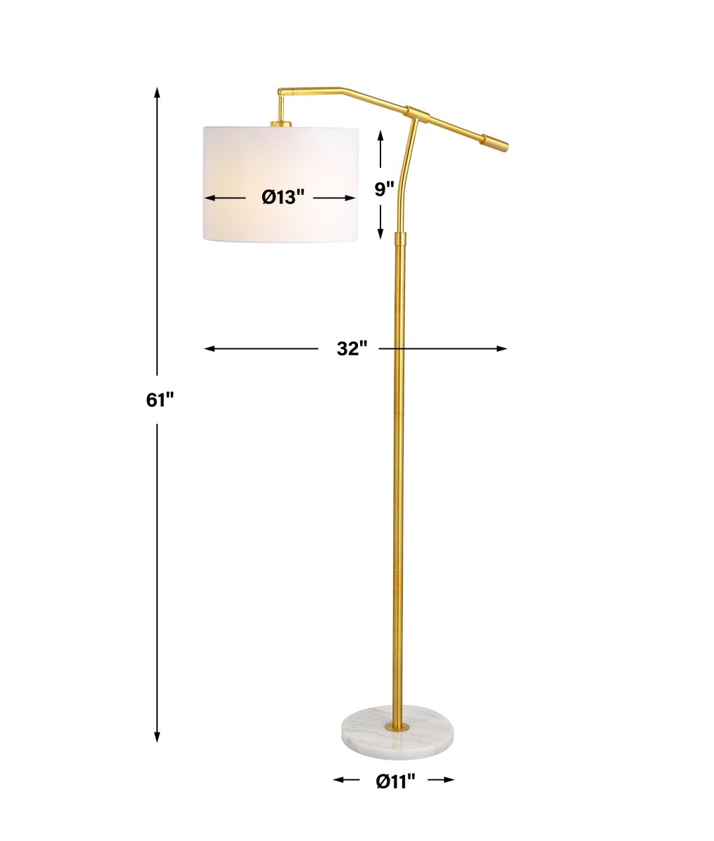 Gold Horizontal Shade Floor Lamp - Uttermost - Floor Lamps by Modest Hut