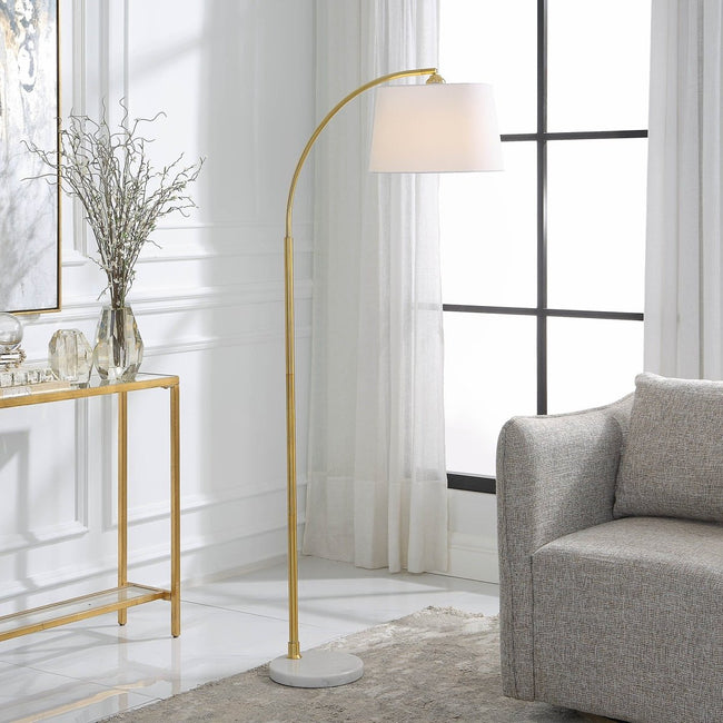 Metal Arc Gold Floor Lamp - Uttermost - Floor Lamps by Modest Hut