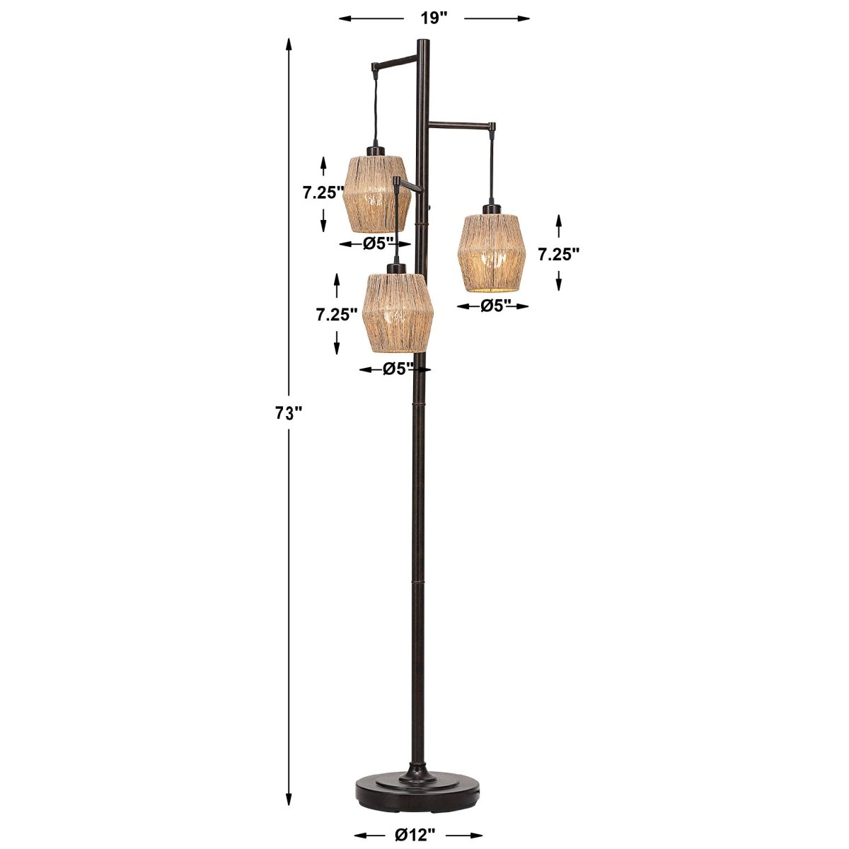 Oil Rubbed Bronze Floor Lamp with Rope Shades - Uttermost - Floor Lamps by Modest Hut