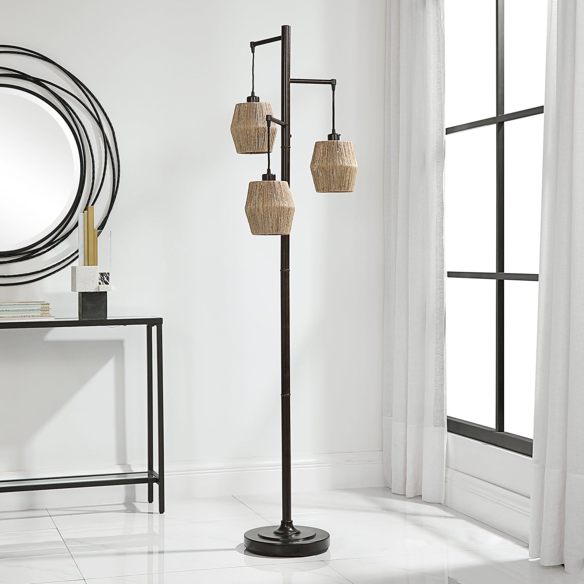 Oil Rubbed Bronze Floor Lamp with Rope Shades - Uttermost - Floor Lamps by Modest Hut