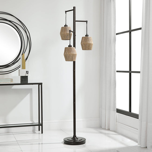 Oil Rubbed Bronze Floor Lamp with Rope Shades - Uttermost - Floor Lamps by Modest Hut