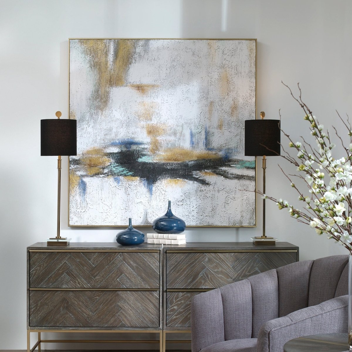 Eclipse Abstract Hand Painted Art - Uttermost - Framed Canvas by Modest Hut