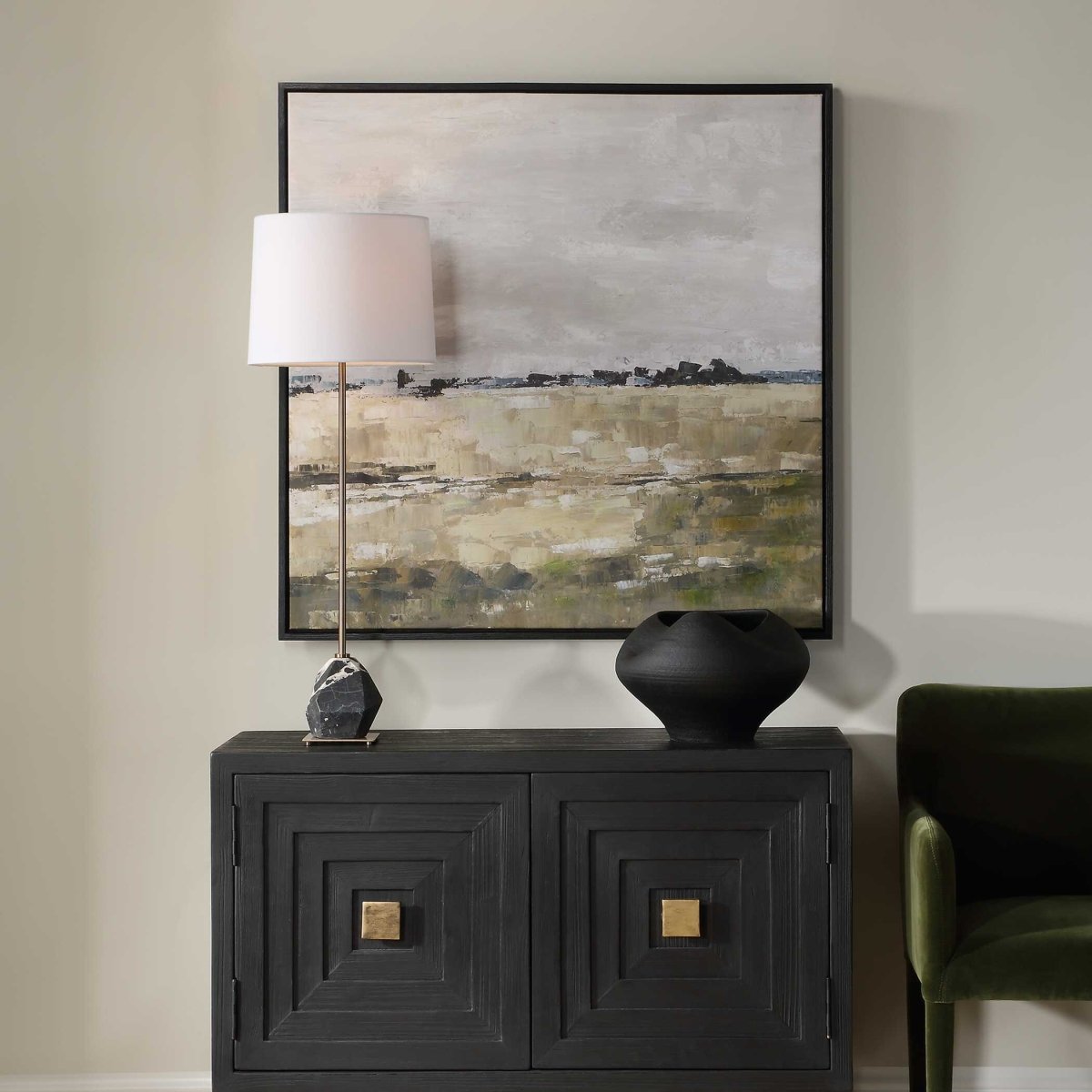 Fragment Hand Painted Landscape Art - Uttermost - Framed Canvas by Modest Hut