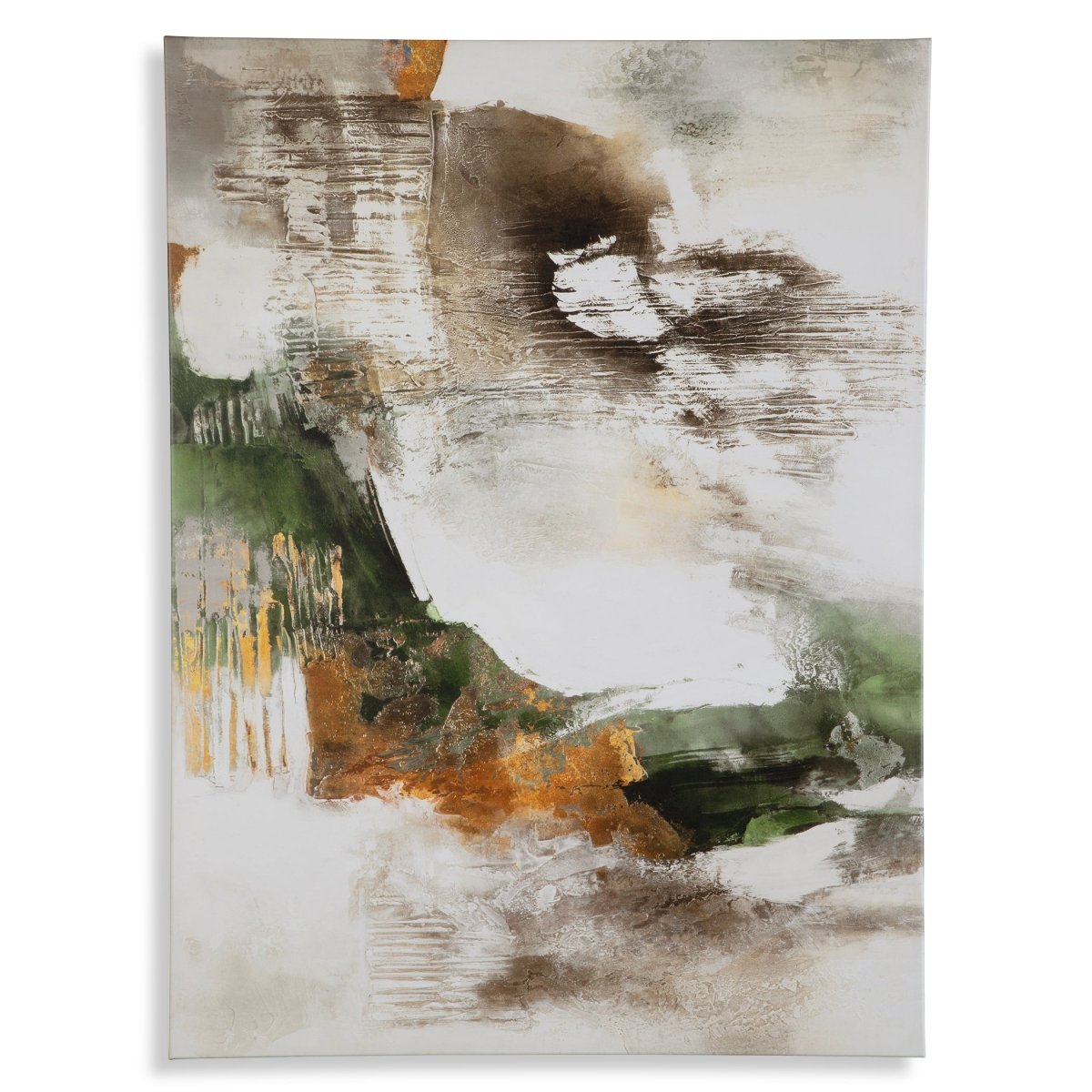 Frameless Abstract Giclee in Green, Chocolate, and Gold - Uttermost - Framed Canvas by Modest Hut