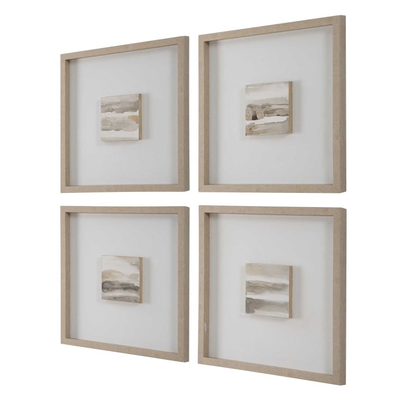 Studying Sepia Hand Painted Canvases Set/4 - Wall Art