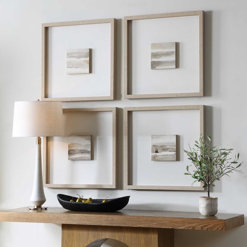 Studying Sepia Hand Painted Canvases Set/4 - Wall Art