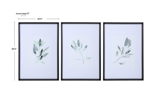 Simple Sage Watercolor Prints, S/3 - Uttermost - Framed Prints by Modest Hut