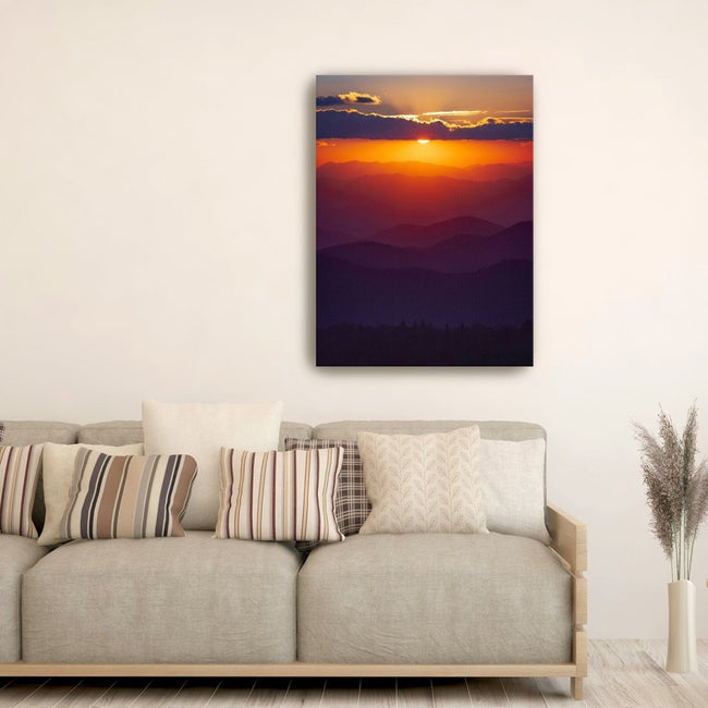 Smoky Mountains - Mountain Ridges Sunset Canvas Wall Art - Lumaprints - Gallery Canvas by Modest Hut