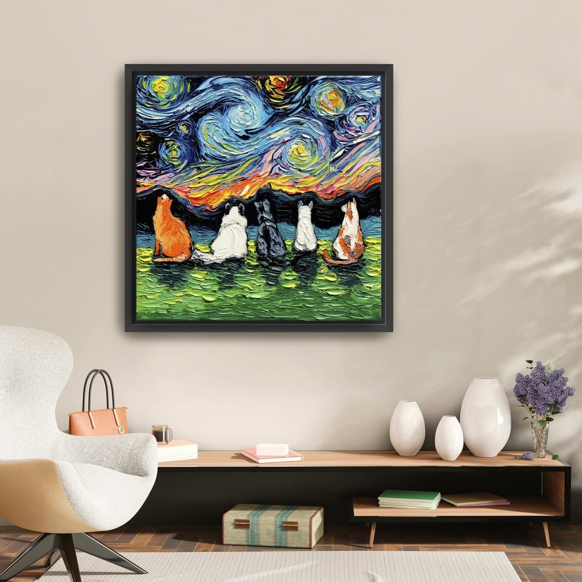 Starry Cats Canvas Wall Art - Lumaprints - Gallery Canvas by Modest Hut