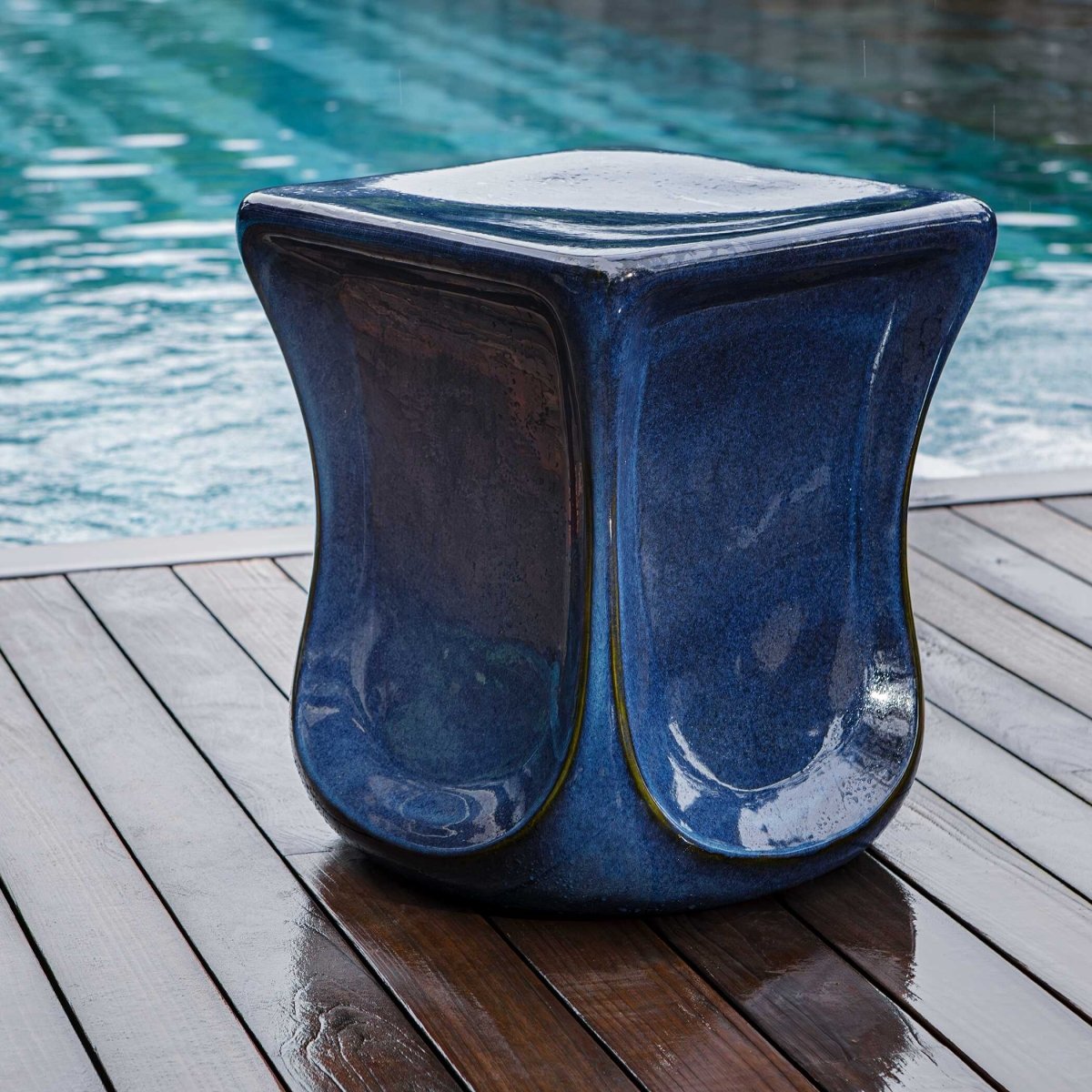Kaz Deep Blue Garden Stool - Uttermost - Garden Stools by Modest Hut